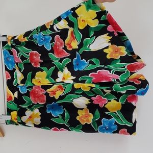 Gianni Petite VTG Multicolor Tropical High-waist plead Shorts, Size 4